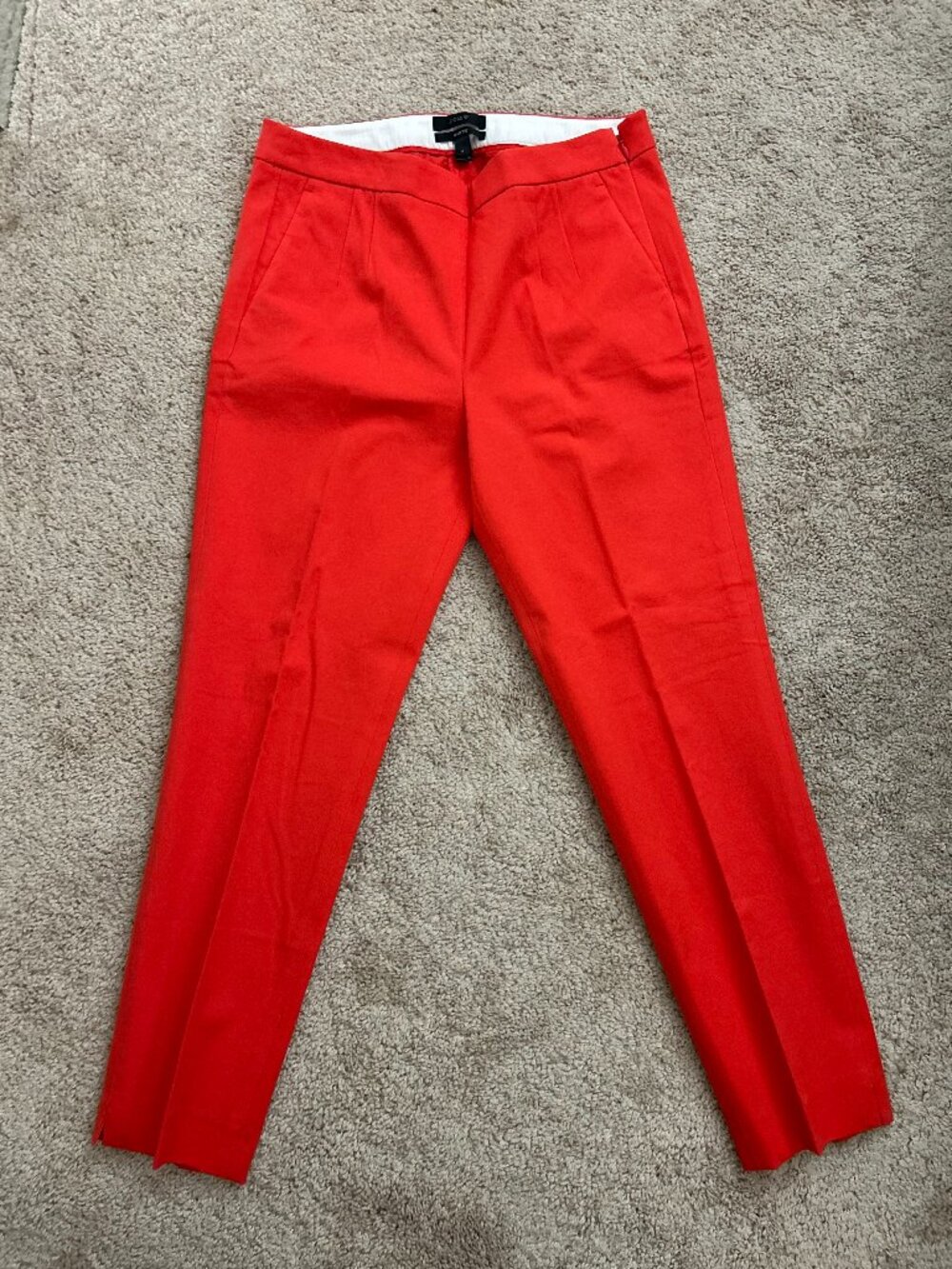 J.Crew Martie Tailored Flat Front Side Zip Red Cigarette Ankle Pants Size 4